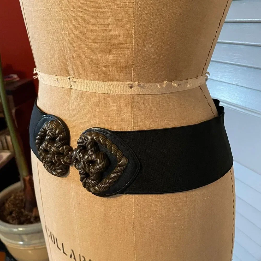 DEENA & OZZY | black & brown stretch belt S/M